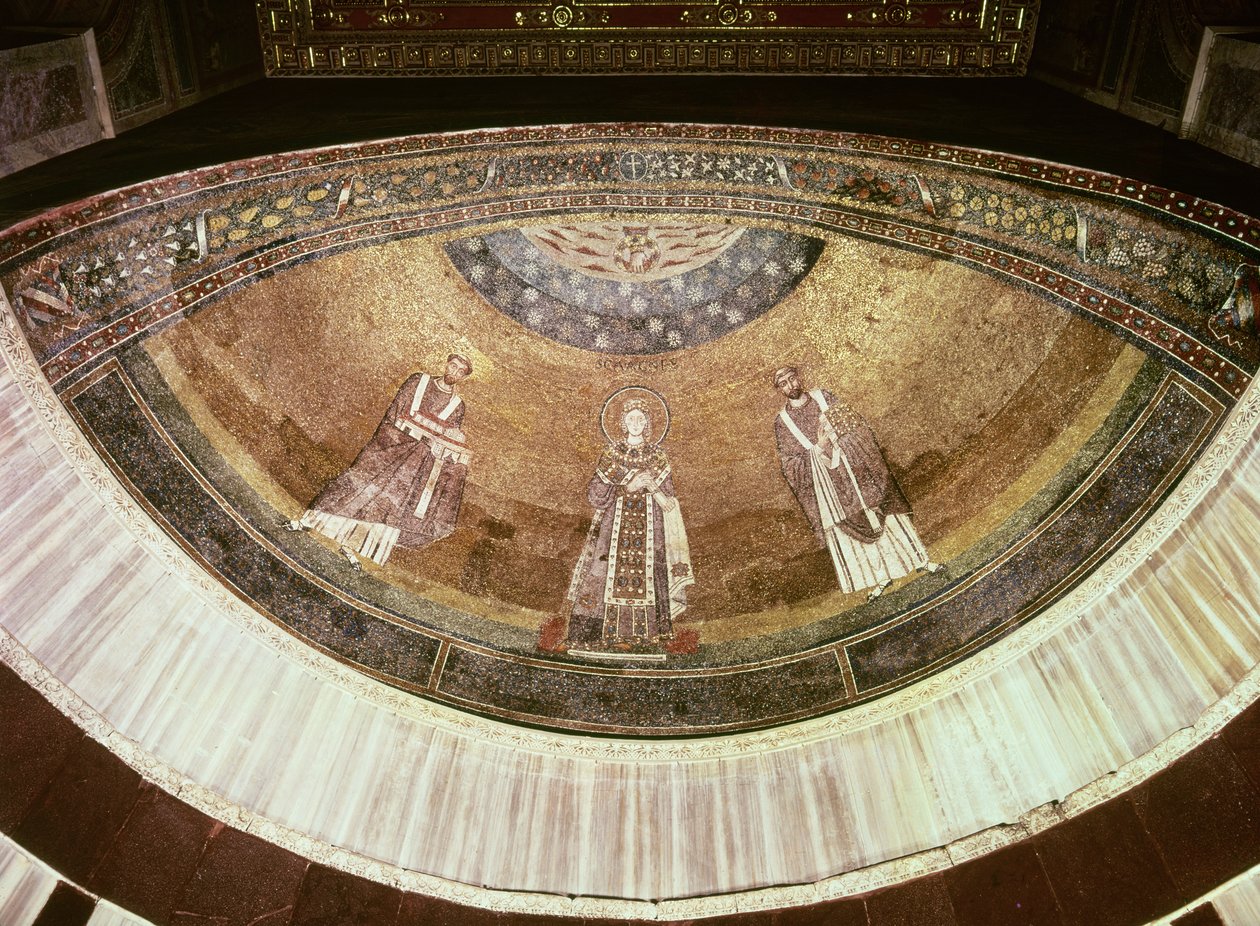Saint Agnes between Two Popes, from the Apse, 625-36 by Byzantine School