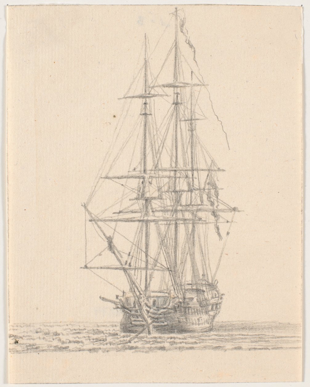 Warship with Furled Sails by C.A. Lorentzen