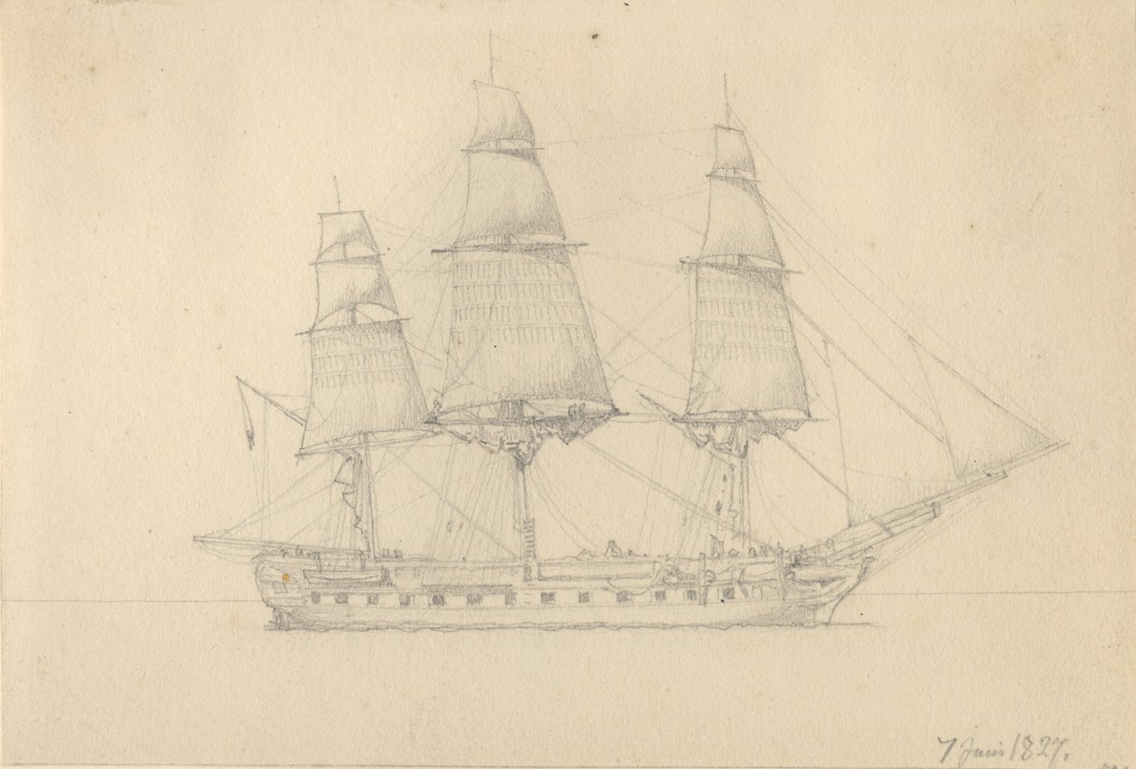 A Frigate by Christoffer Wilhelm Eckersberg