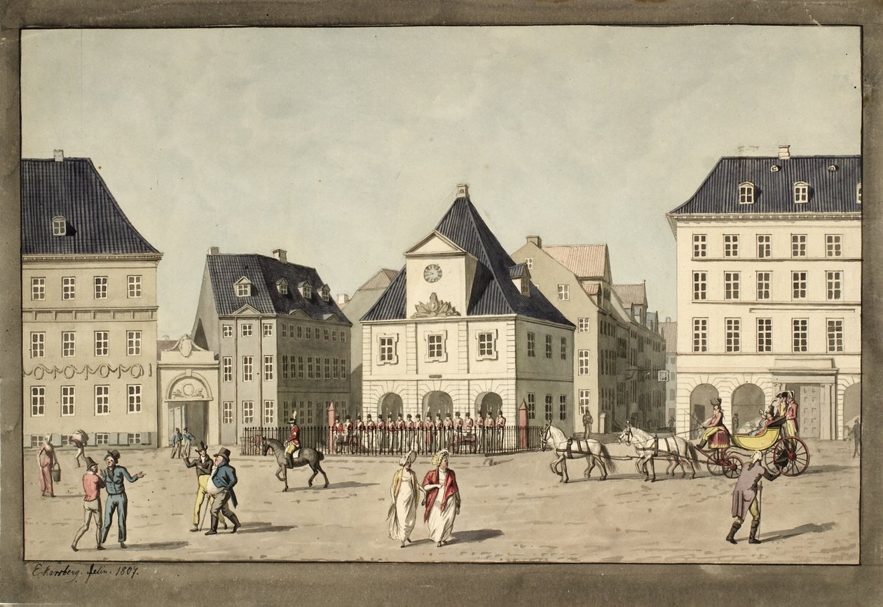 Kongens Nytorv with the Main Guard by Christoffer Wilhelm Eckersberg