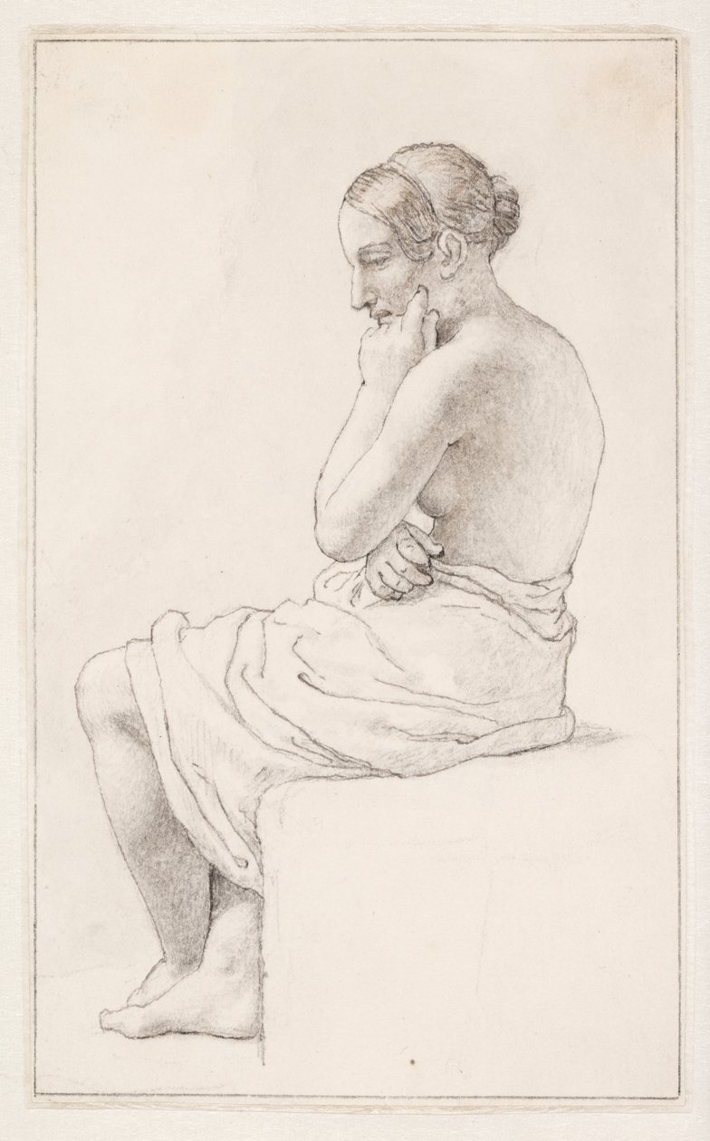 Study of a Seated Half-Naked Woman by Christoffer Wilhelm Eckersberg
