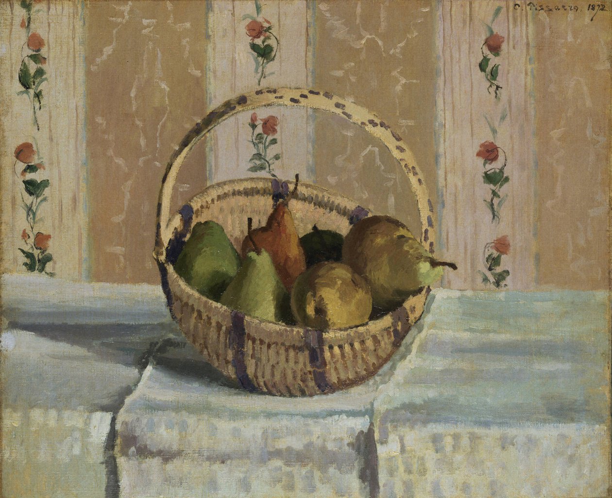 Apples and Pears in a Round Basket by Camille Jacob Pissarro