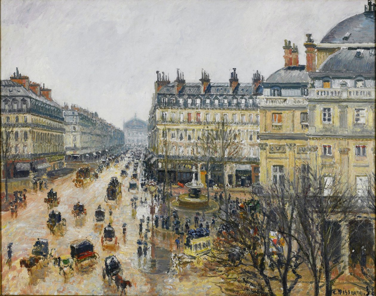 Place du Théâtre Français, Paris: Rain by Camille Jacob Pissarro