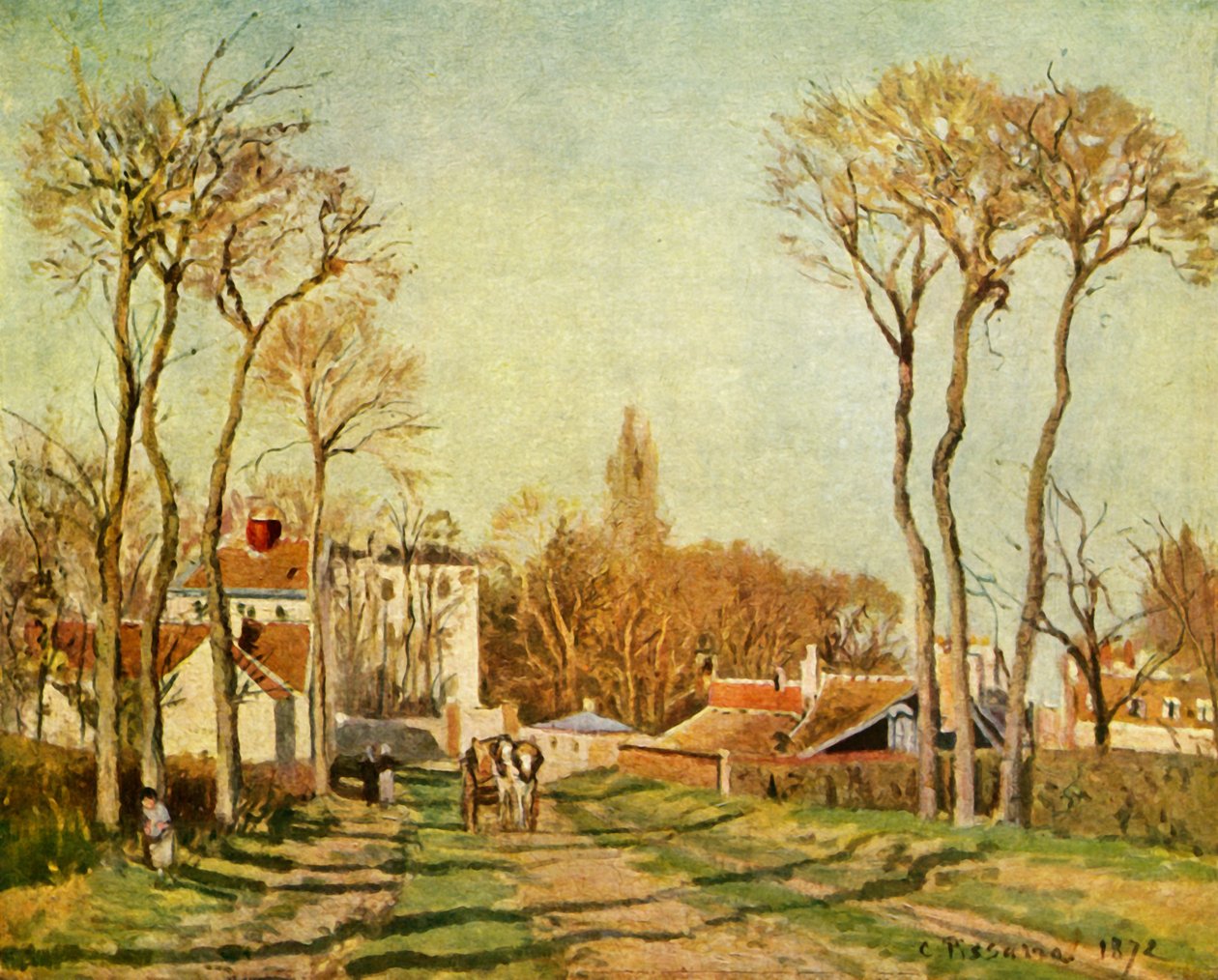 The Entrance to a Village by Camille Jacob Pissarro