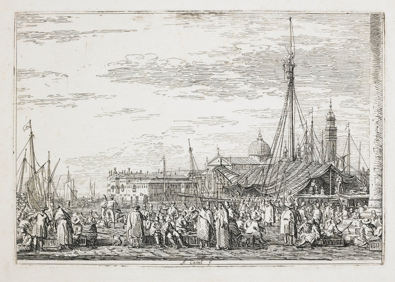 The Market on the Molo, 1740-1745 by Giovanni Antonio Canal