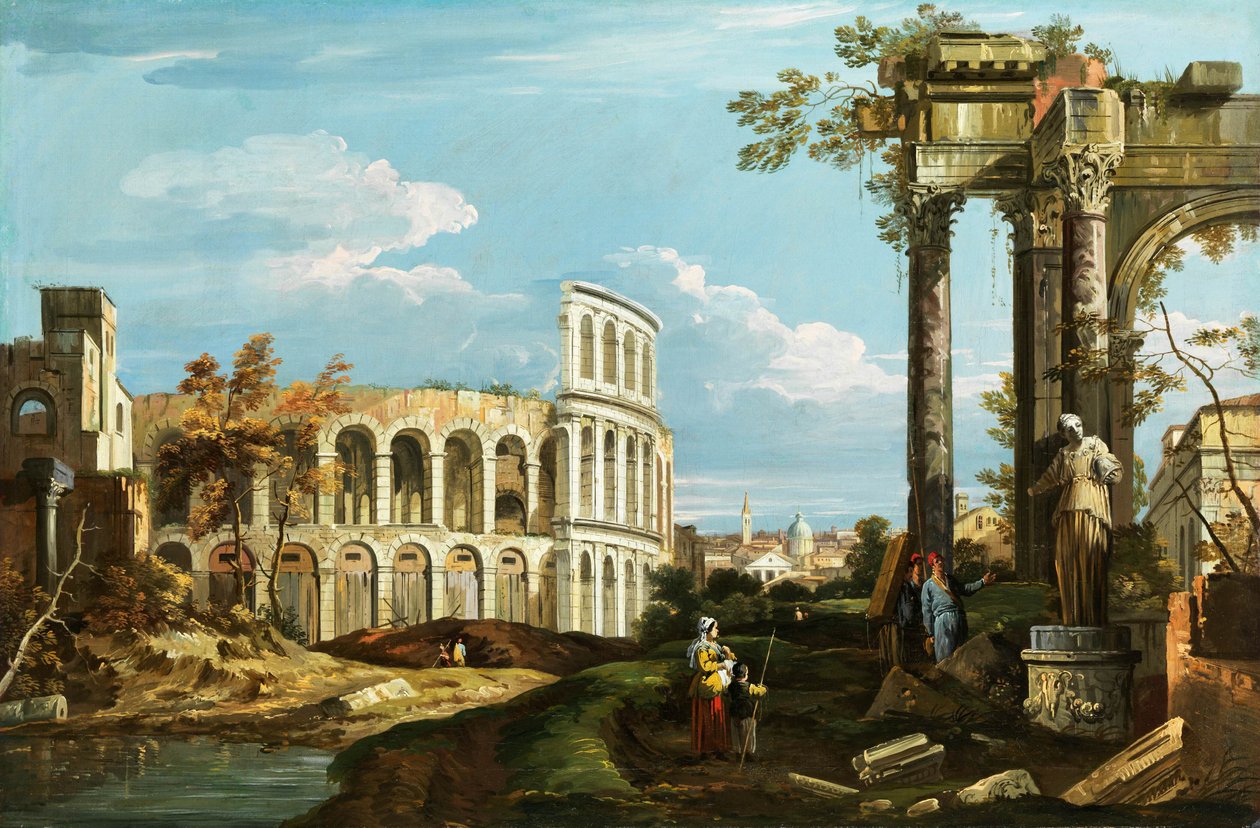 Capriccio with Arena by Canaletto