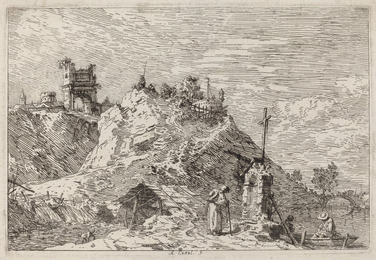 Landscape with the Pilgrim at Prayer by Canaletto