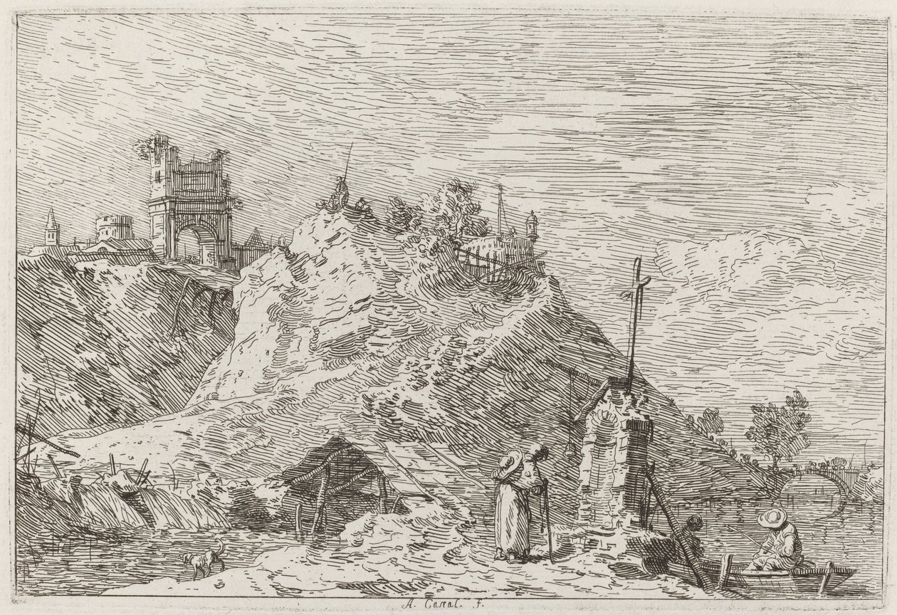 Landscape with the Pilgrim at Prayer by Canaletto