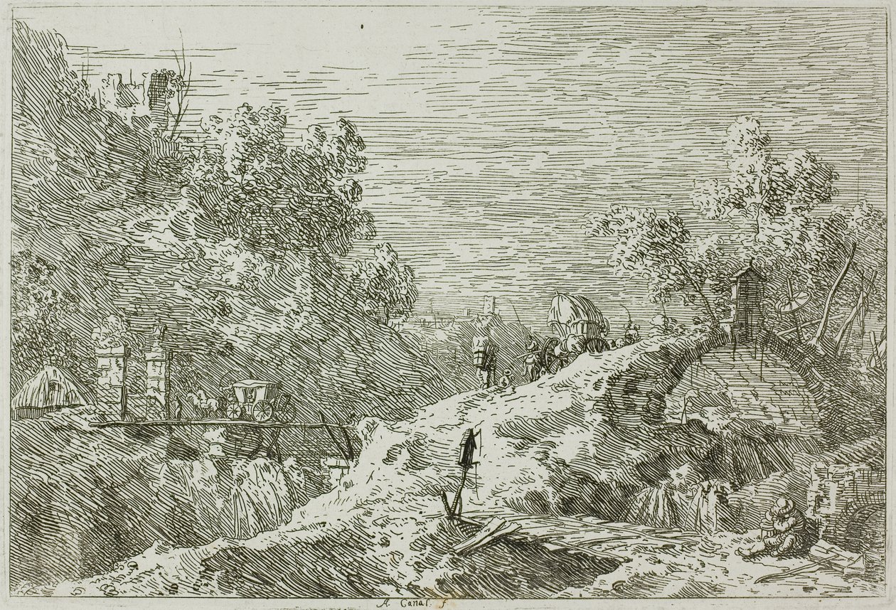Mountain Landscape with Five Bridges, from Vedute by Canaletto