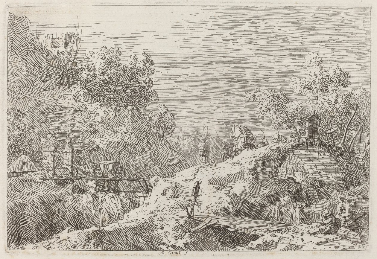 Mountain Landscape with Five Bridges by Canaletto