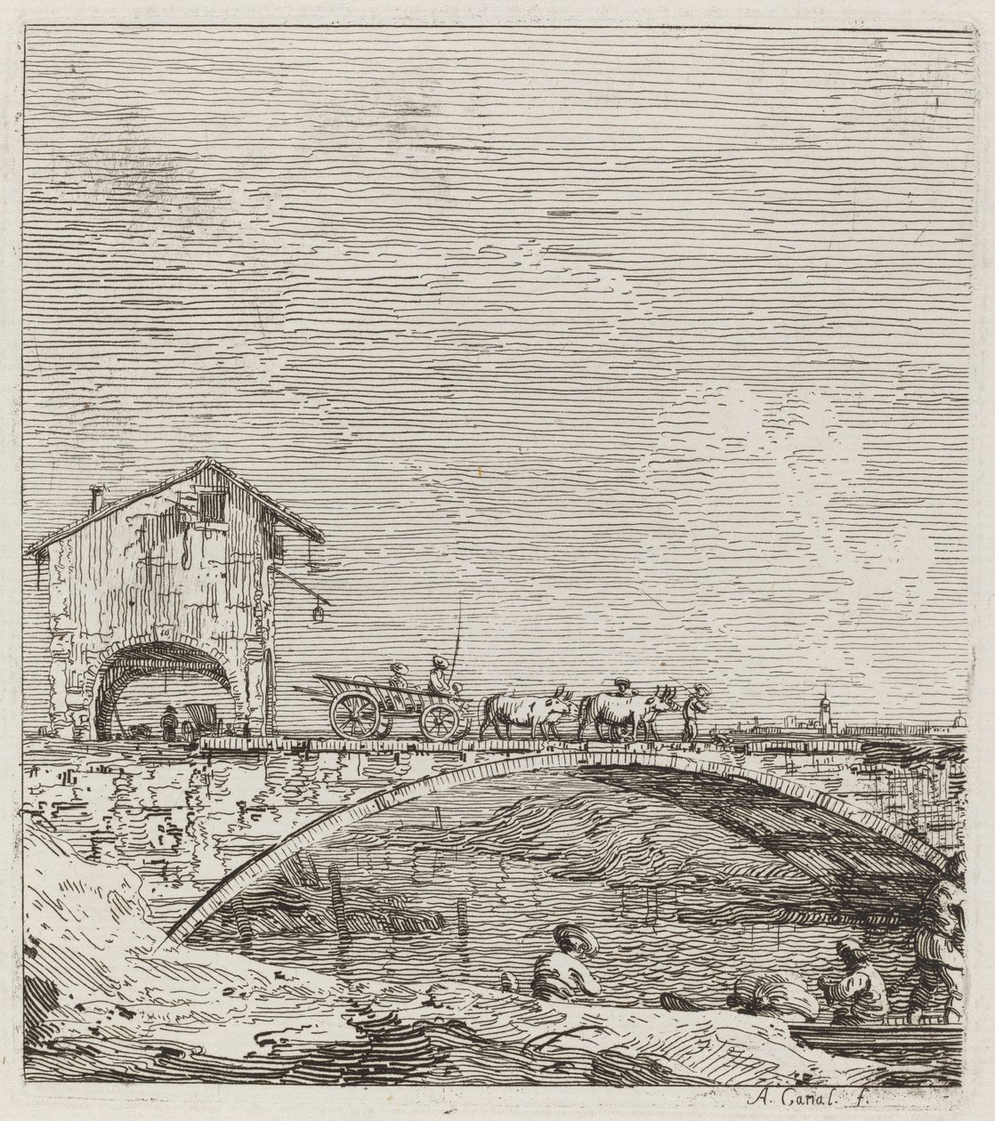 The Wagon Passing over a Bridge by Canaletto