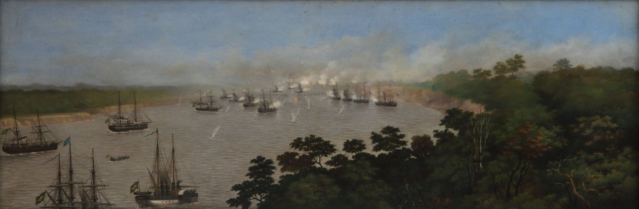 Attack of the Brazilian Squadron on the Batteries of Curupayti by Candido Lopez