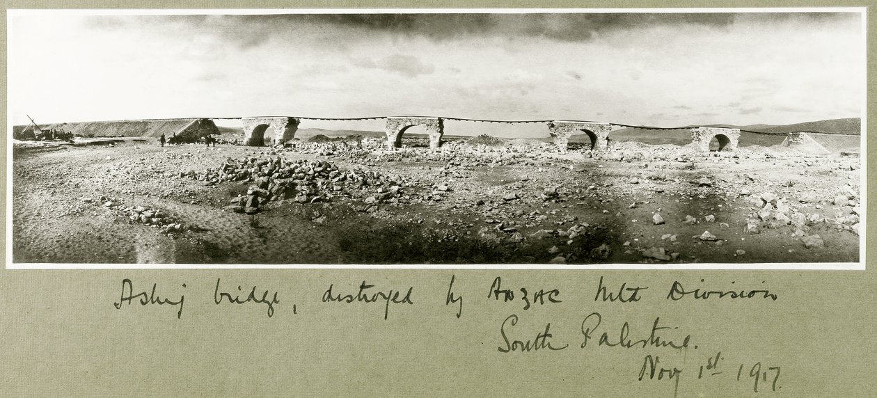 Asluj Bridge, destroyed by ANZAC Mounted Division by Capt. Arthur Rhodes