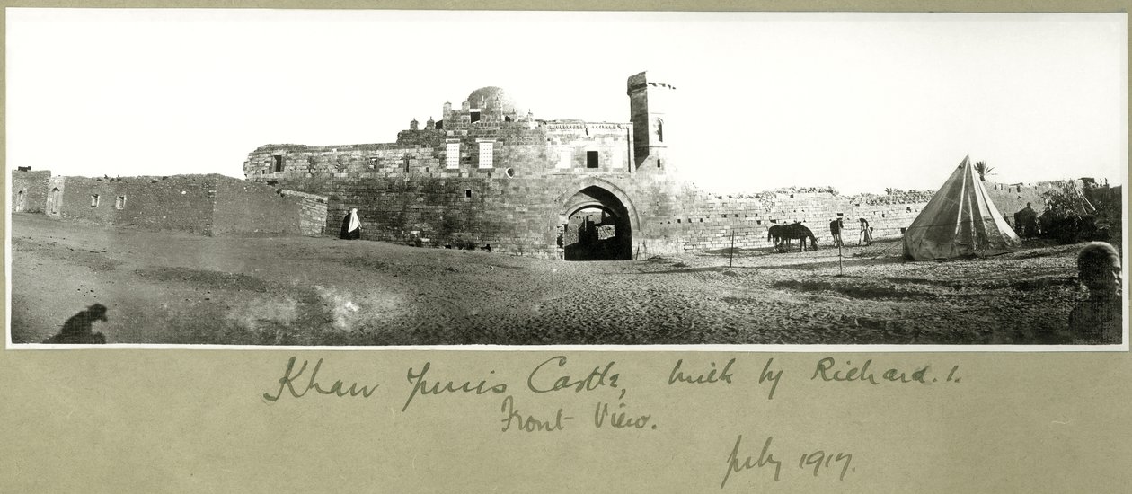 Front view of Khan Yunis Castle, built by Richard I, July 1917 by Capt. Arthur Rhodes