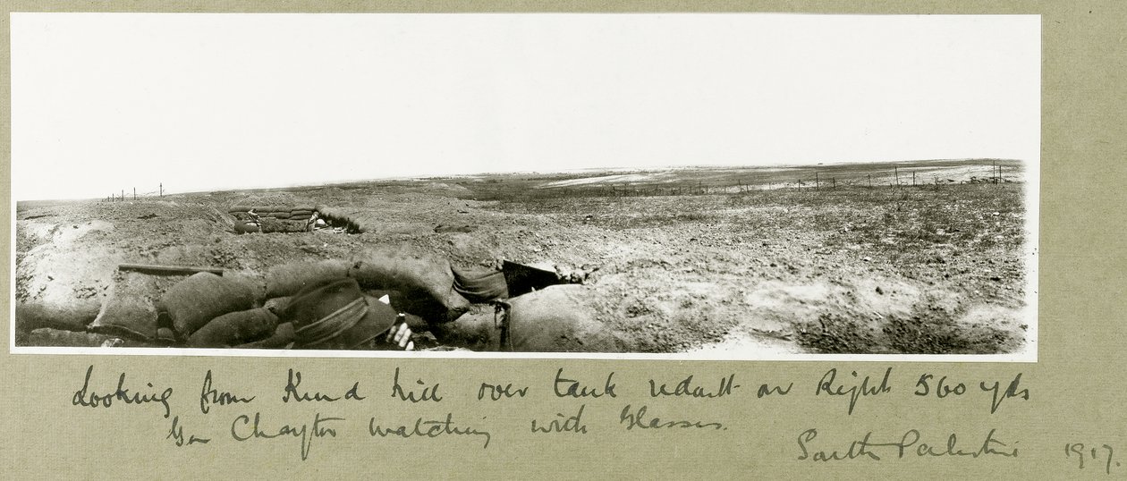 General Chaytor Watching from the Trenches with Glasses by Capt. Arthur Rhodes