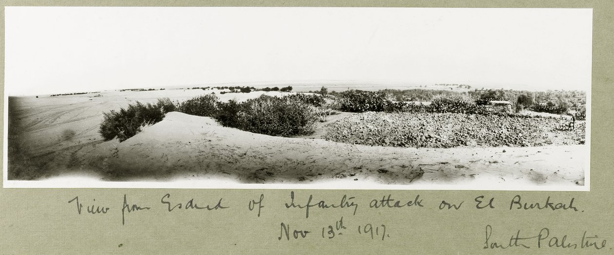 View from Esdud of an infantry attack on El Burkah, 13th November 1917 by Capt. Arthur Rhodes