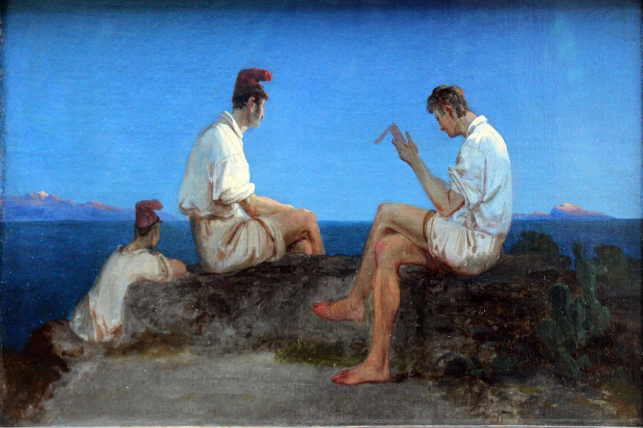 Three Fishermen in the Gulf of Naples by Carl Blechen