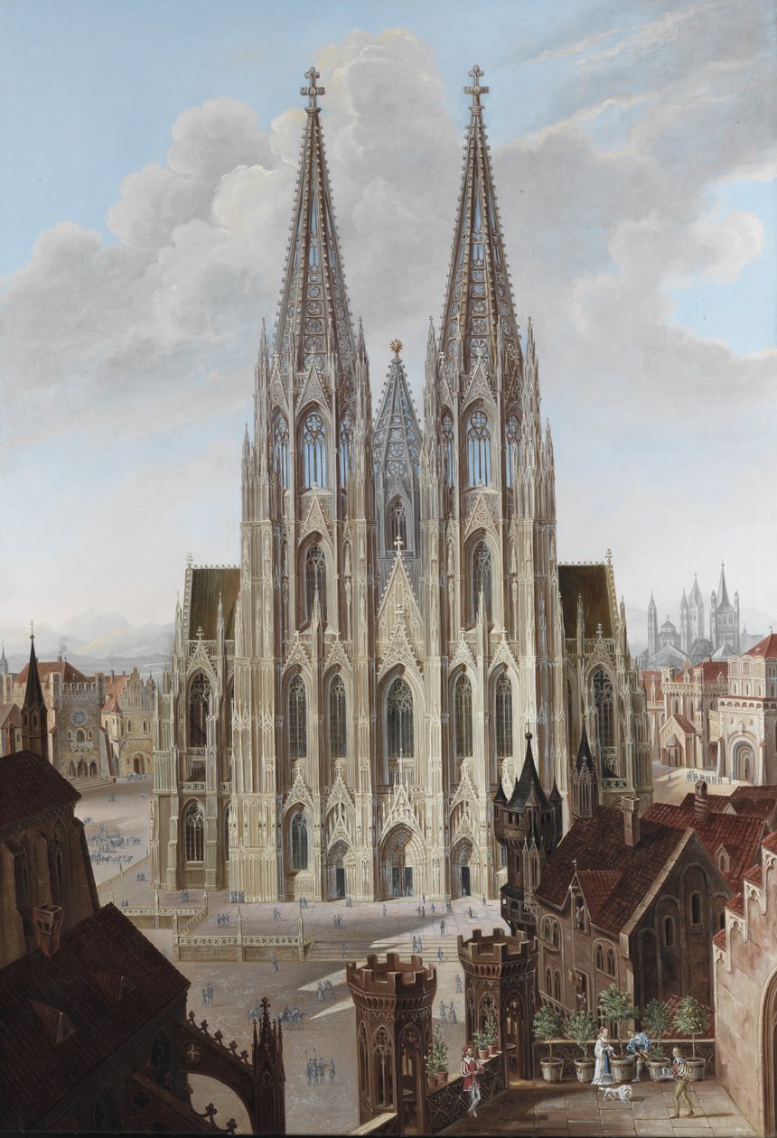 View of the West Facade of Cologne Cathedral by Carl Georg Enslen