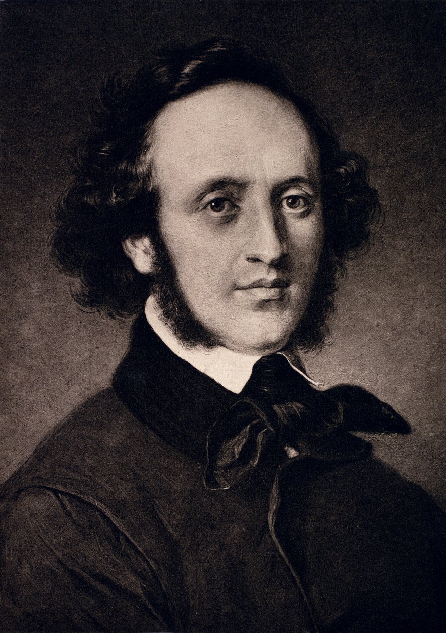 Portrait of Felix Mendelssohn (1809-47) Engraved by F. Bruckmann by Carl Jaeger