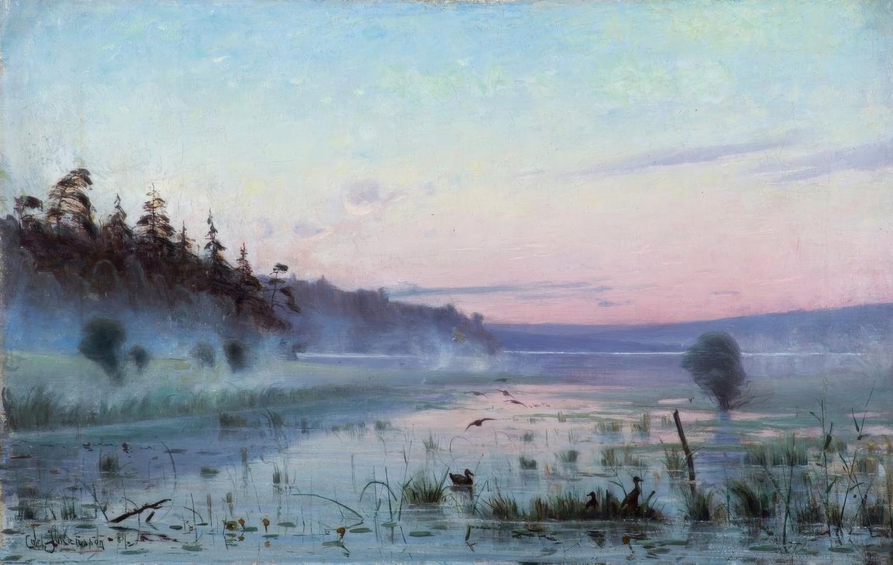 C. Johansson, Morning Mist over the Lake by Carl Johansson