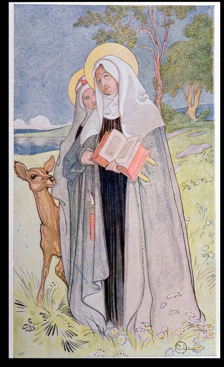 St. Bridget of Sweden, Illustration from a Book on Famous Women of Sweden, 1900 by Carl Larsson
