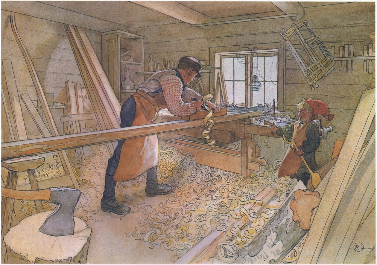 Uncle Johan in the farm workshop by Carl Larsson