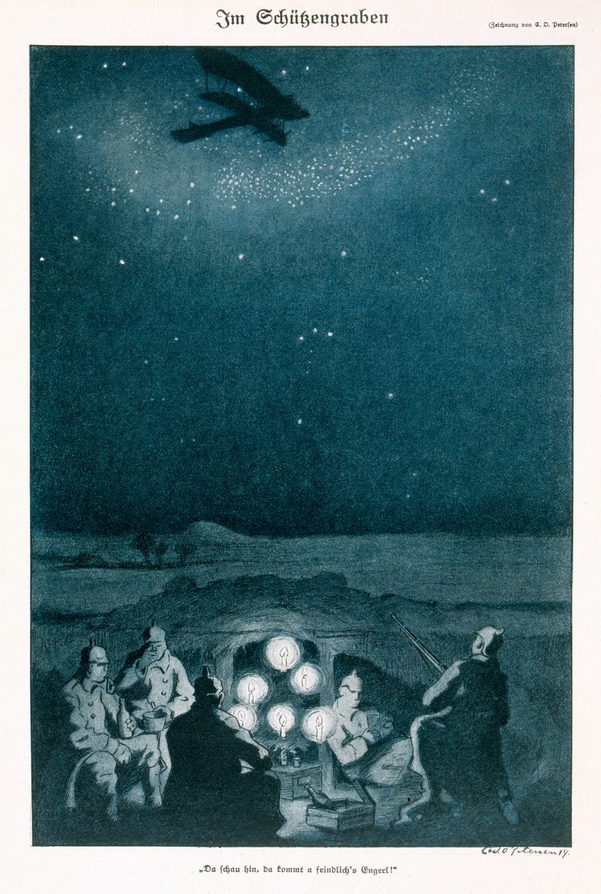 In the Trenches, Illustration from a German Magazine, Simplicissimus, c.1915 by Carl Olof Petersen