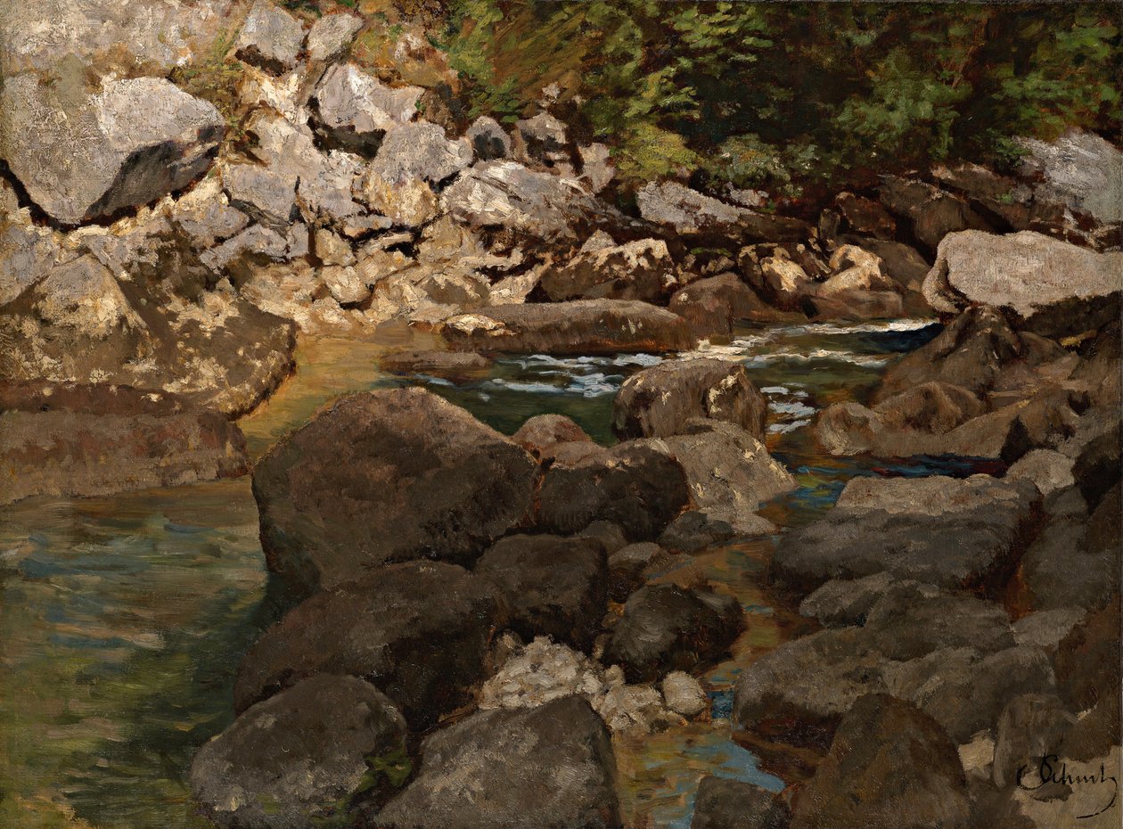 Mountain Stream with Boulders by Carl Schuch