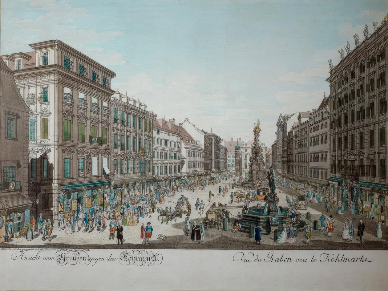 View from the Graben towards the Kohlmarkt by Carl Schütz