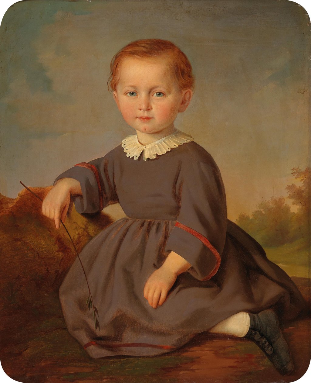 Portrait of a Child Set in a Landscape by Carl Teibler
