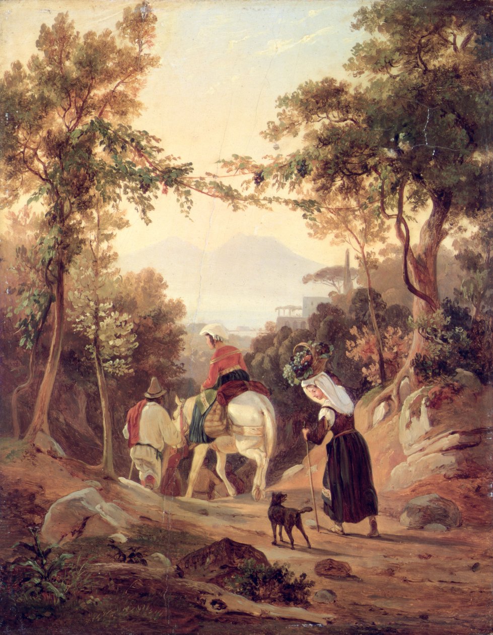 Italian Landscape with Peasants, c.1845 by Carl Wilhelm Goetzloff