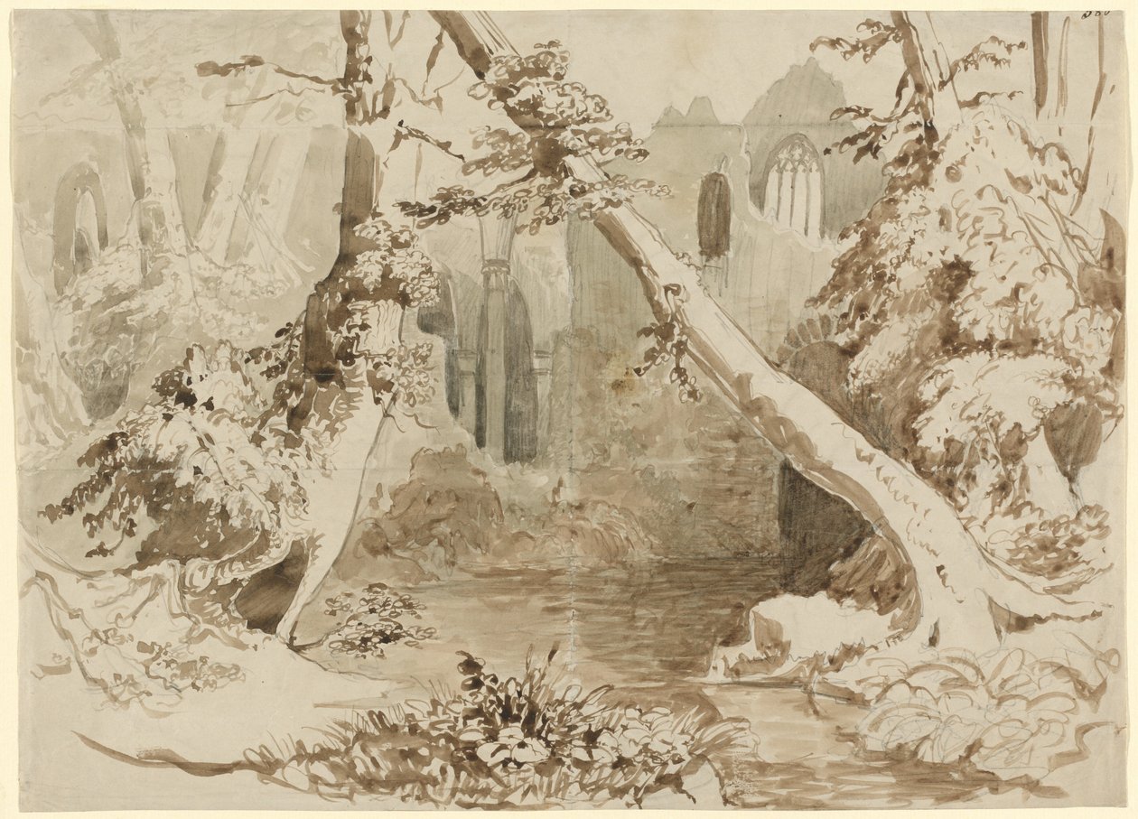 A Ruined Church in the Forest by Carl Blechen