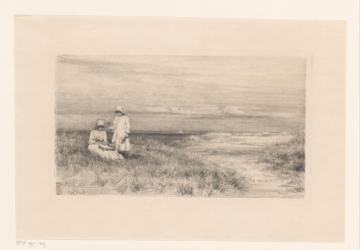 Woman and Girl in Dunes by Carl Bloch