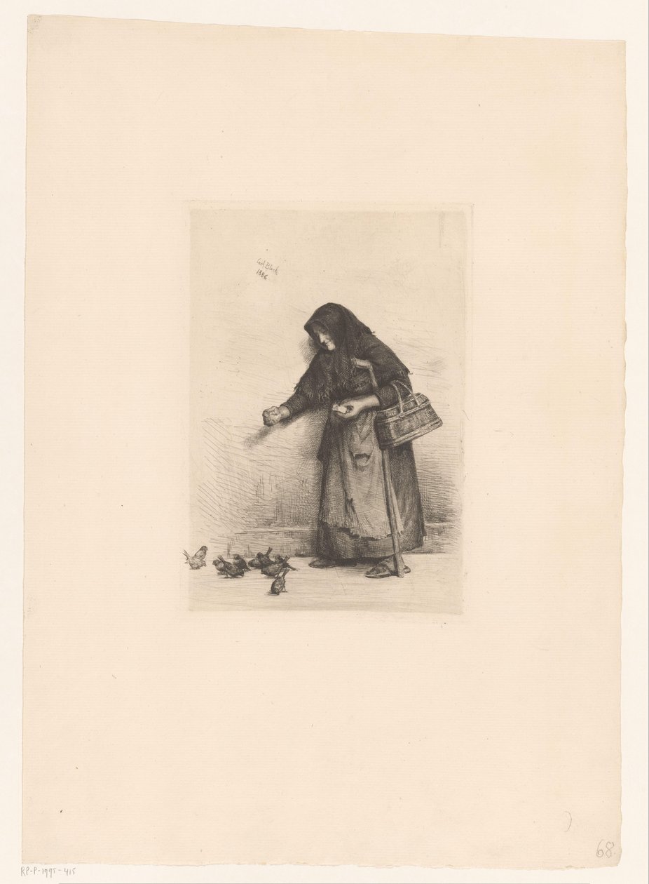 Woman Feeding Birds by Carl Bloch