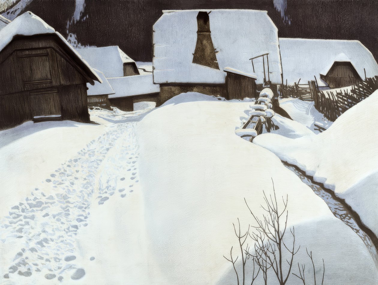 Farmhouse in Winter by Carl Ederer