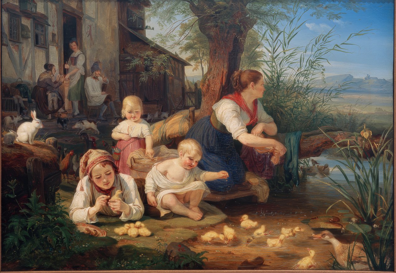 Mother with Children by Carl Engel von Rabenau