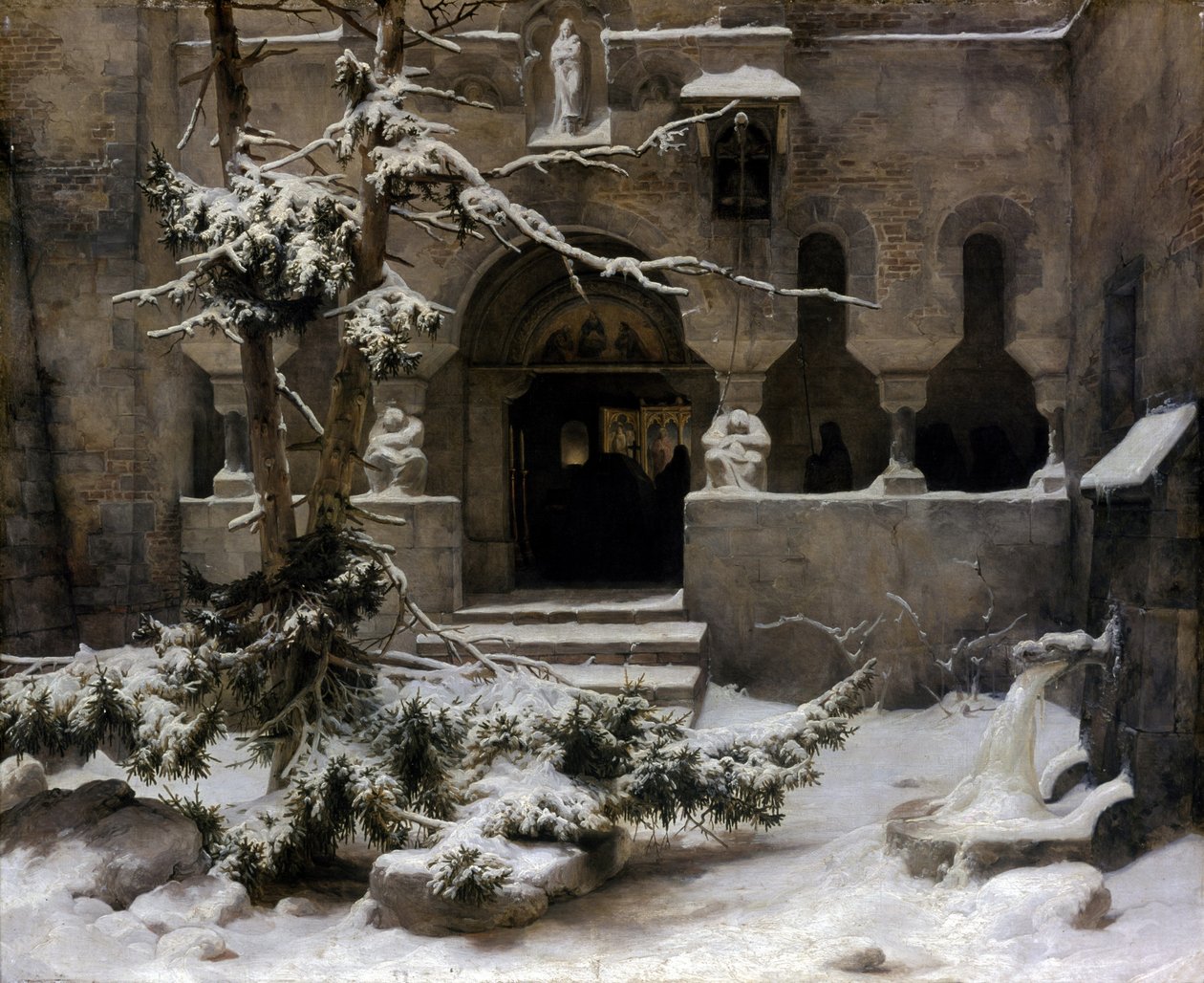 Monastery Garden in Snow by Carl Friedrich Lessing