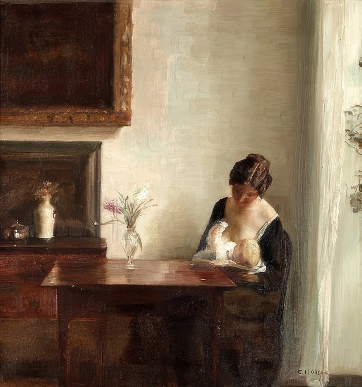 Interior with Mother and Child by Carl Holsoe