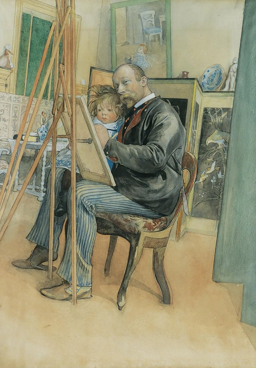 Mirror Image with Brita by Carl Larsson