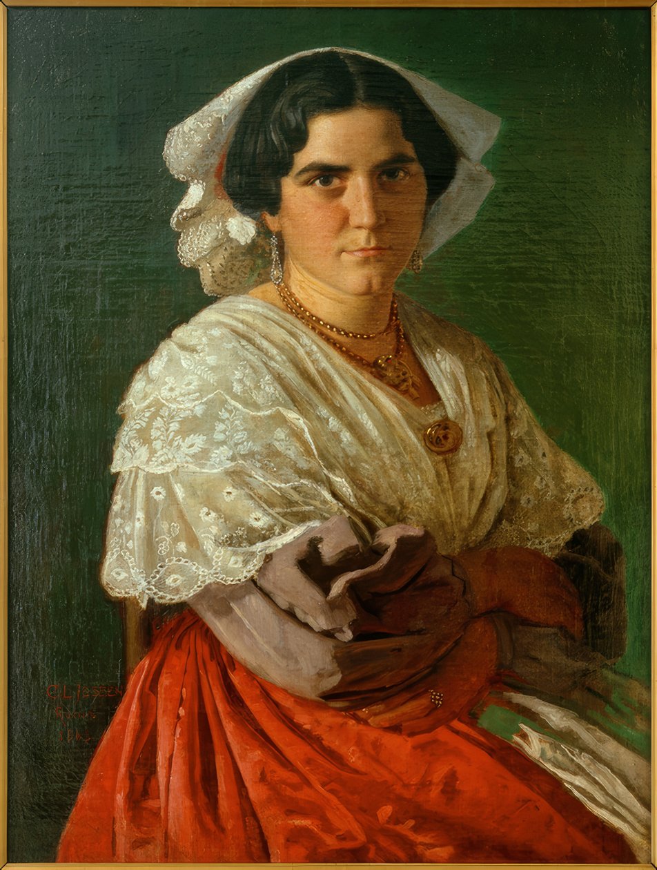 Portrait of an Italian Woman in Folk Costume by Carl Ludwig Jessen