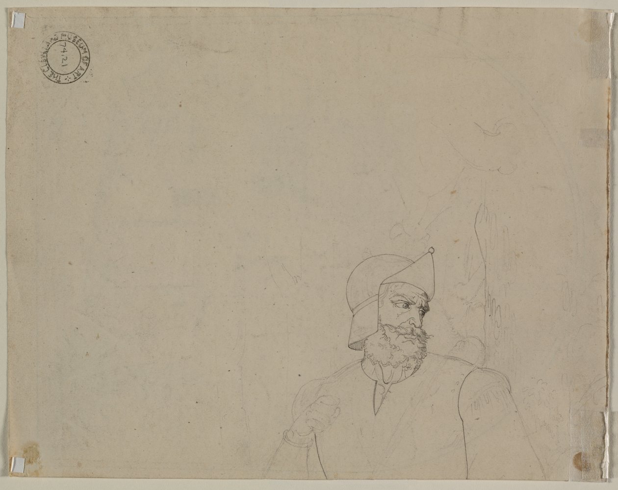 Soldier in a Landscape (verso) by Carl Ludwig Tischbein