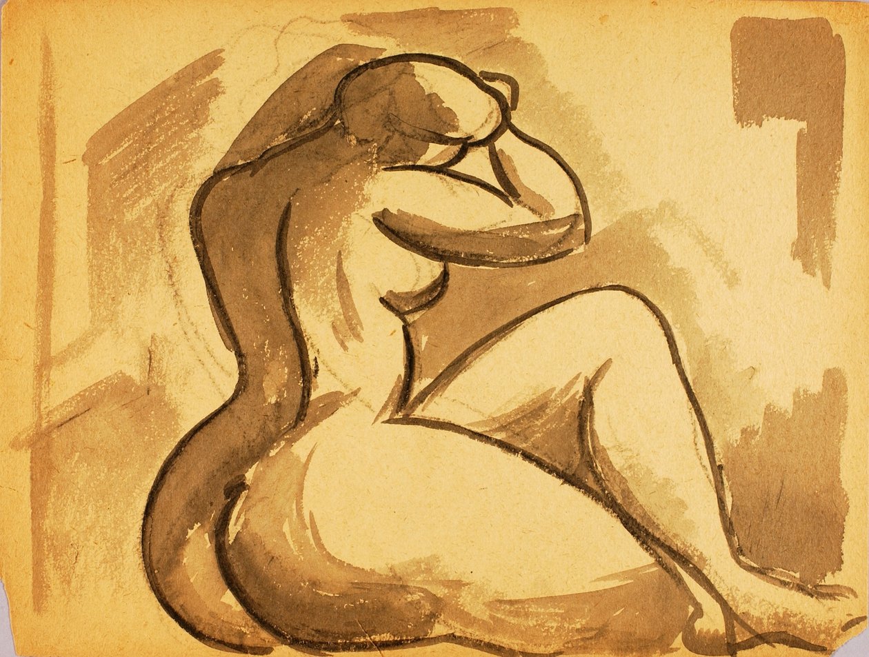 Seated Female Nude by Carl Newman