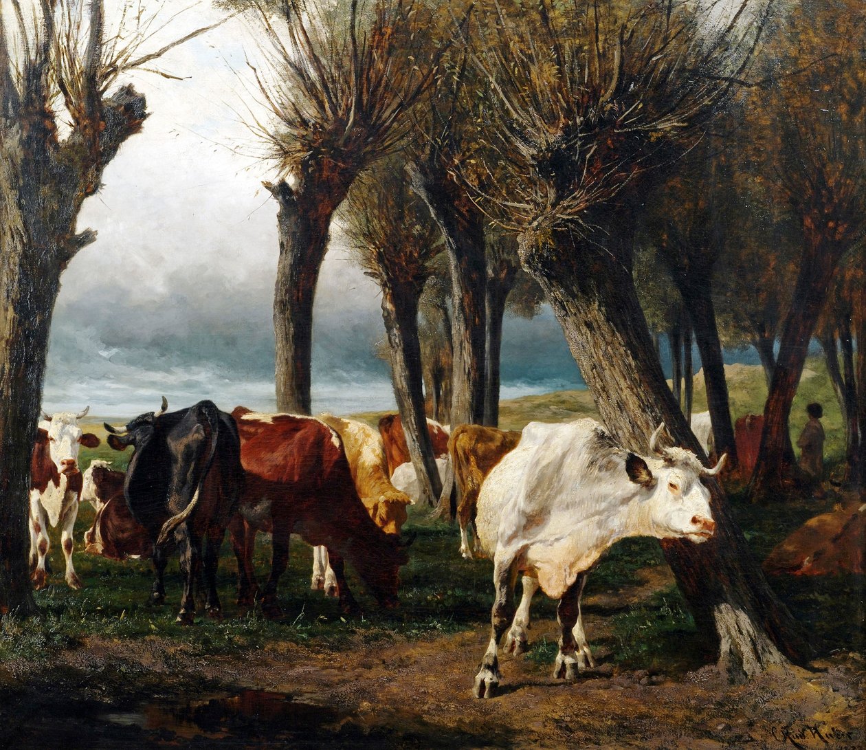 Cattle Herd under Willow Trees by Carl Rudolf Huber