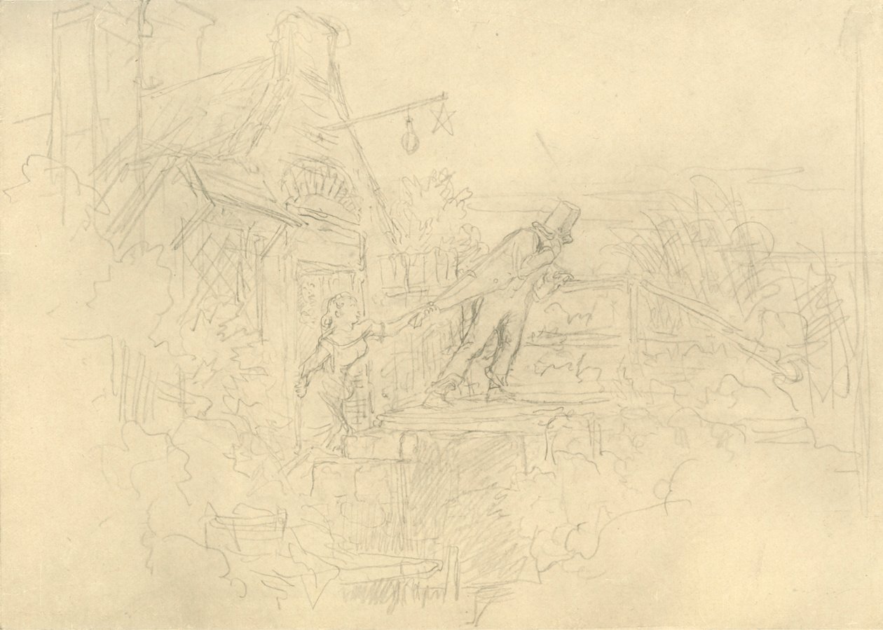 Der Zechpreller, mid-late 19th Century by Carl Spitzweg