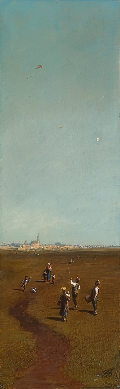 Kite Flying. c. 1880/85 by Carl Spitzweg