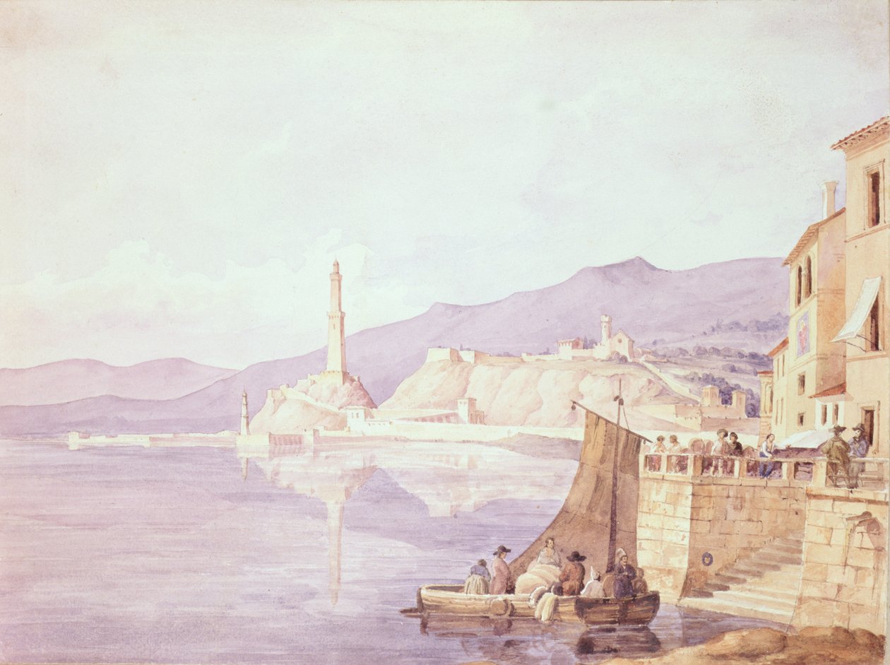 The Harbour at Genoa by Carl Wilhelm Goetzloff