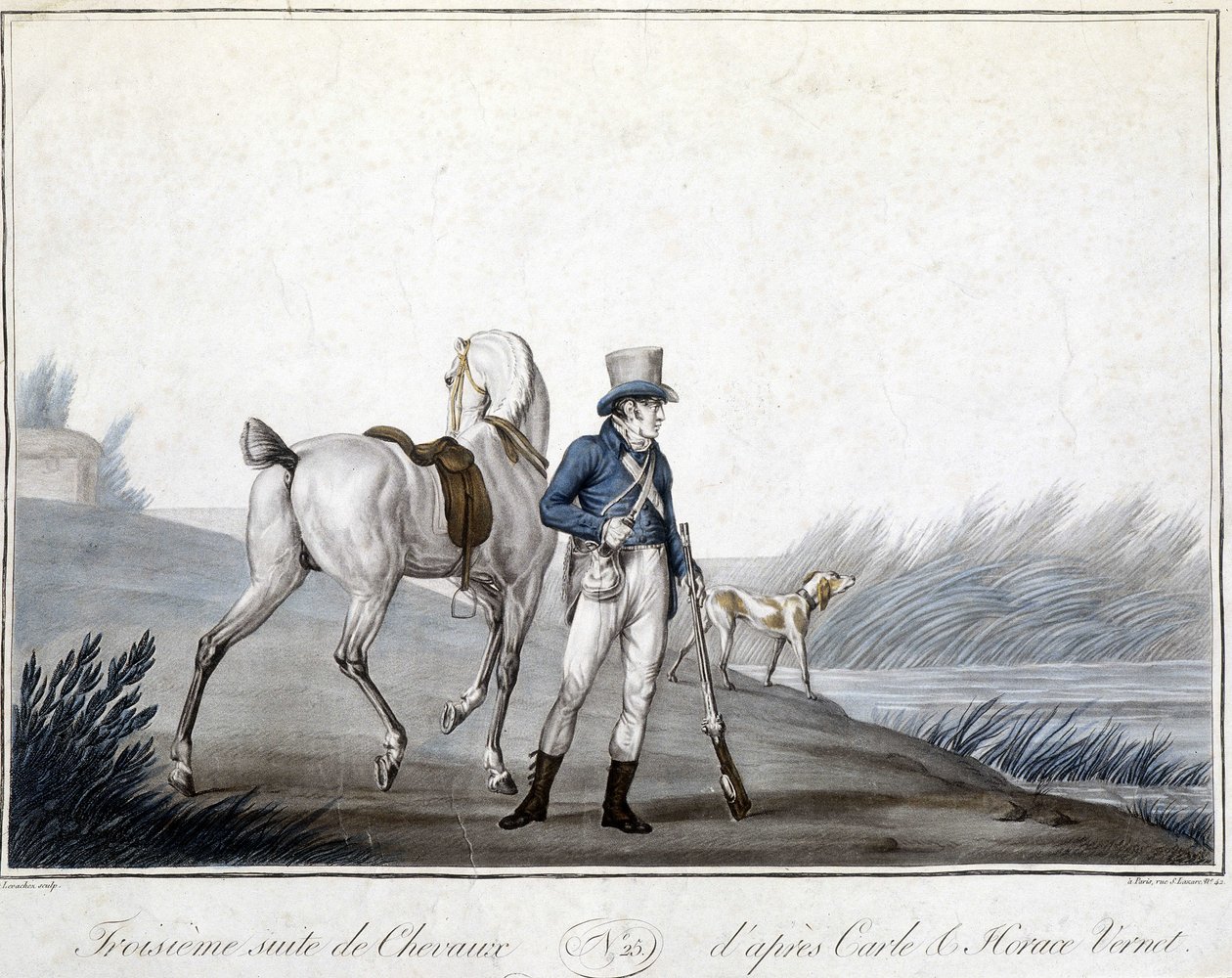 Hunting and Horseback Riding by Carle (after) Vernet