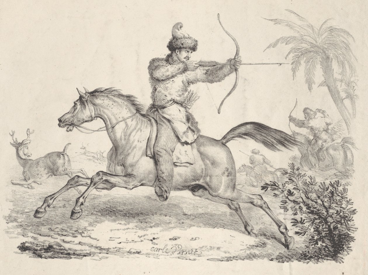 Cossacks on Horseback Hunting Deer, 1821-36 by Carle Vernet