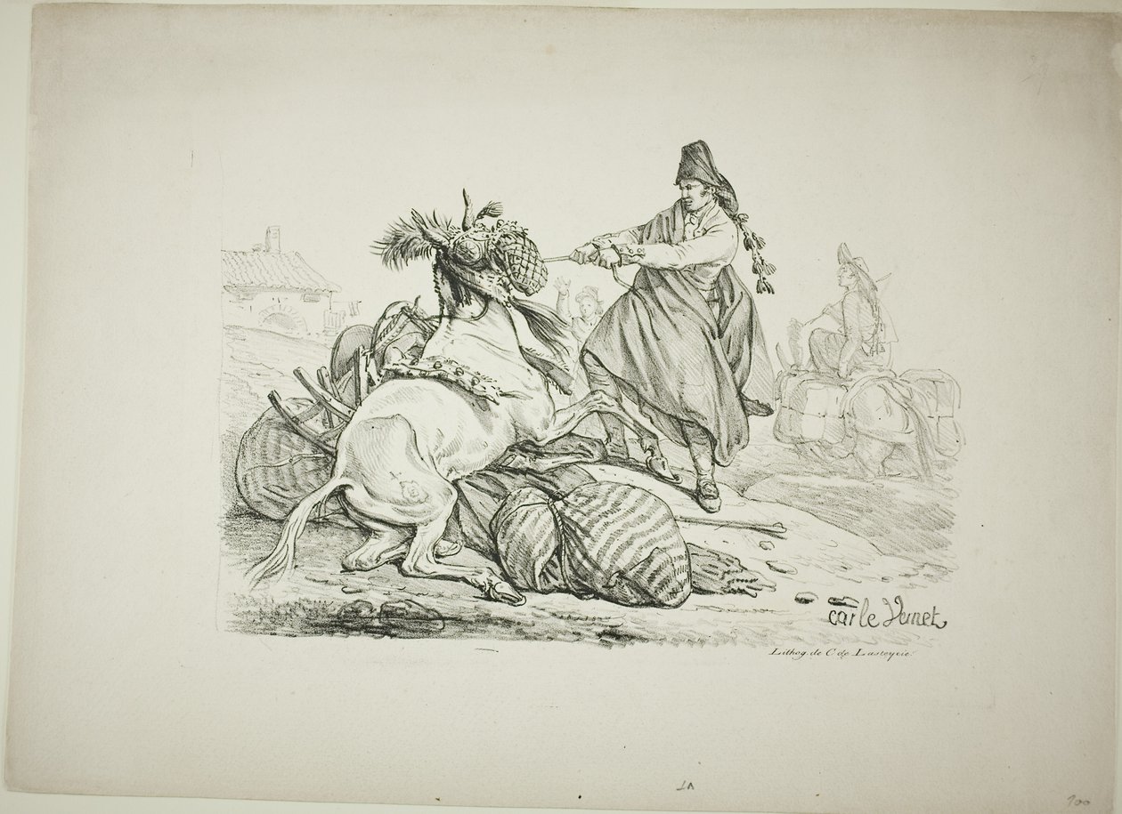 Spanish Muleteer Raising His Mule by Carle Vernet