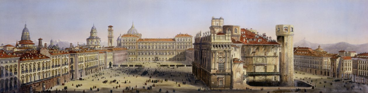 Piazza Castello, Turin, Engraved by F. Citterio by Carlo Bossoli